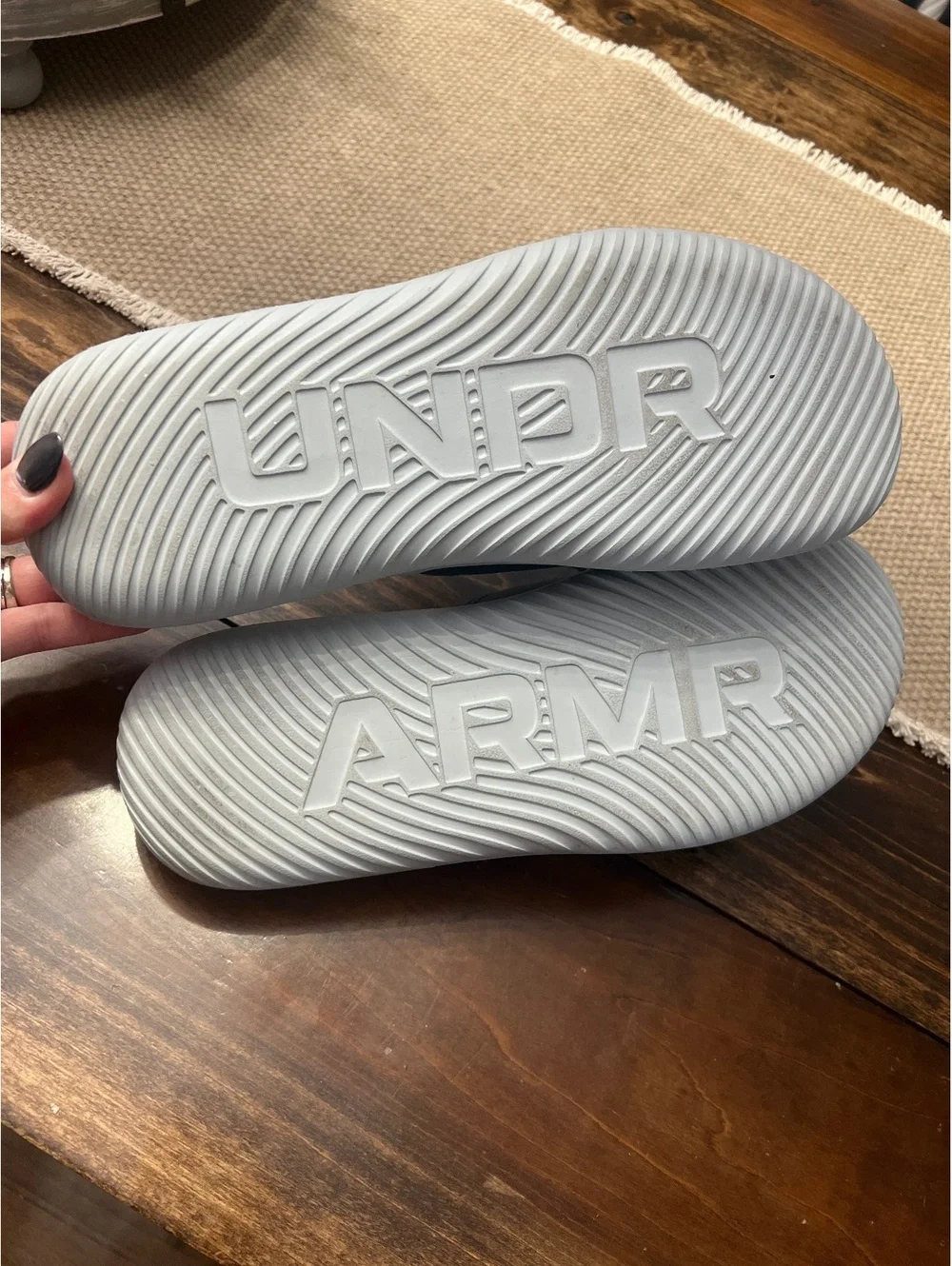 Under Armour Black and Grey Adjustable Slide Sandals Size 10
